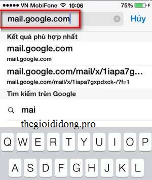 thiết lập gmail trên iphone